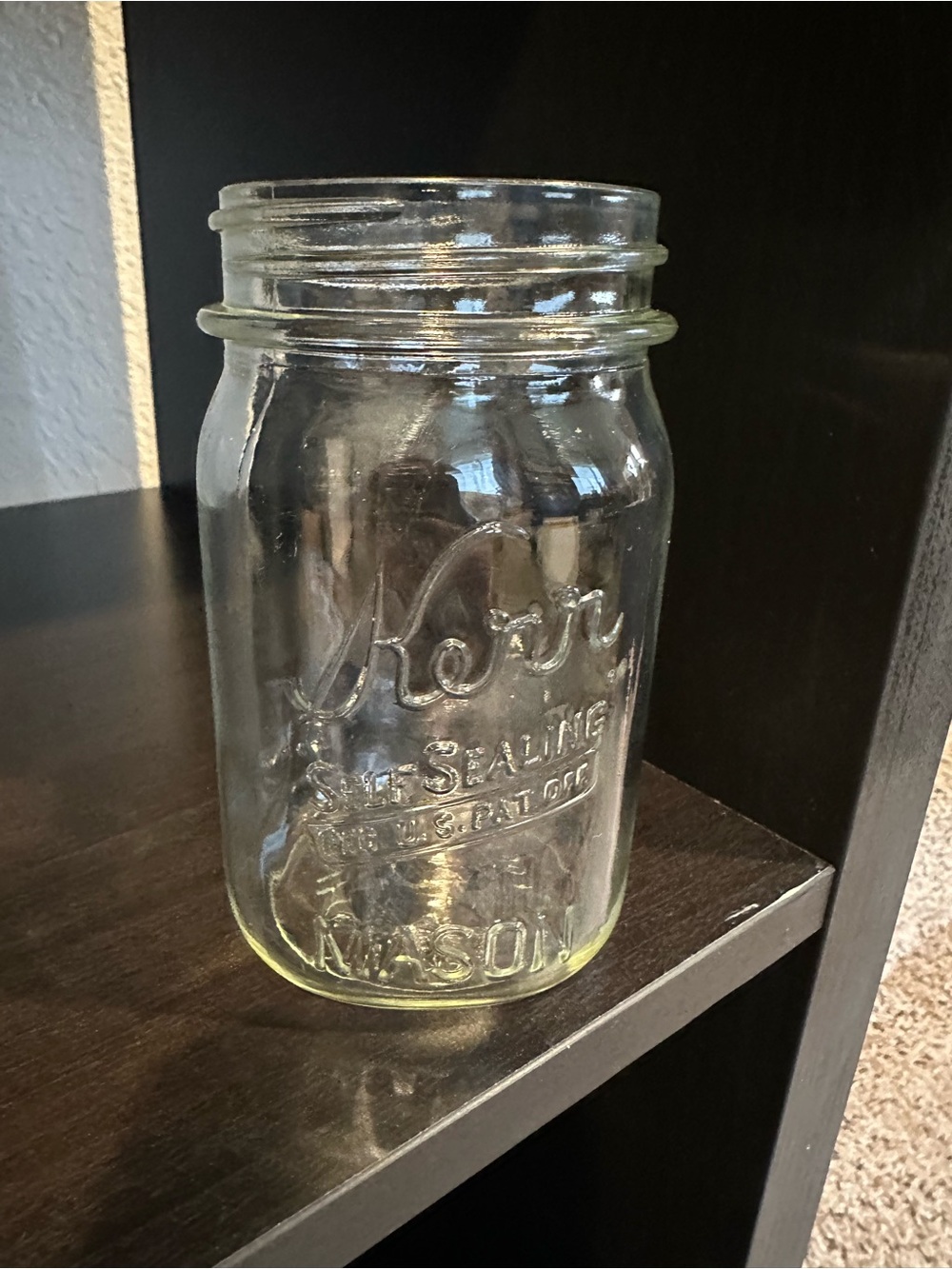 Clear Vintage Kerr Mason Pint Jar AHK 503 farmhouse- rustic- flower display vase